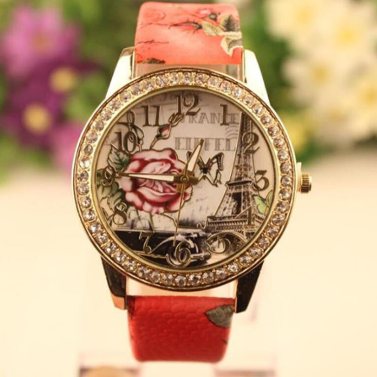 Retro Rosy Print Lady's Watch