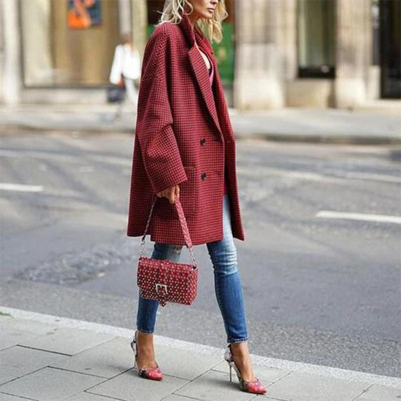 Oversized Gingham Blazer Coat