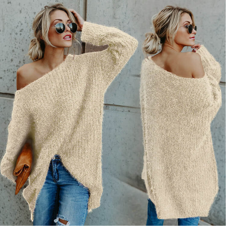 Scoop Neck Plush Loose Sweater