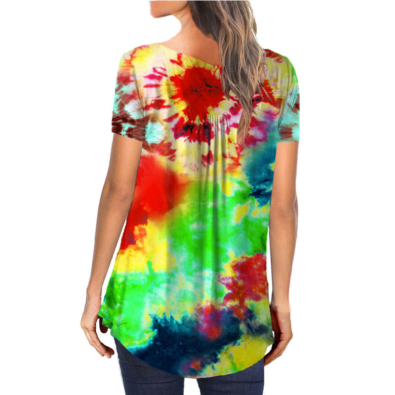 Casual Tie Dye Short Sleeve Loose T-shirts