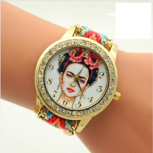 Beauty Women Print Woven Strap Watch