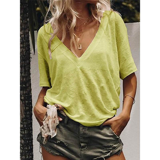 Big V-neck Loose T-shirt