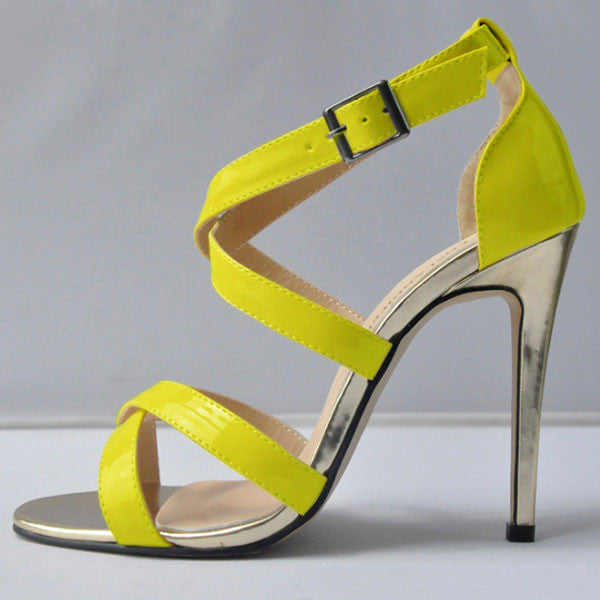 Patent Leather Sexy Cross Buckle Sandals