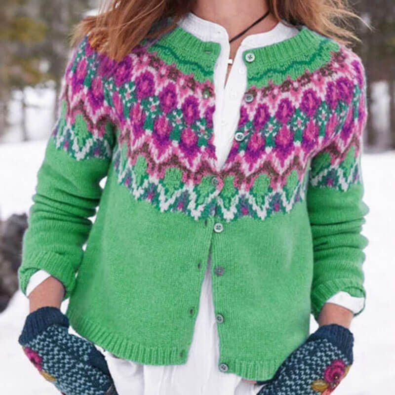 Printed Petite Colorblock Cardigan Sweater