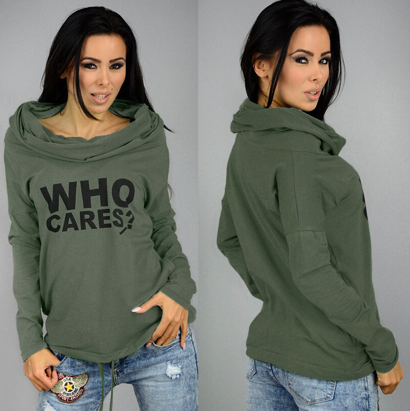 Letter Print Loose Regular Pile Collar Hooded Hoodie