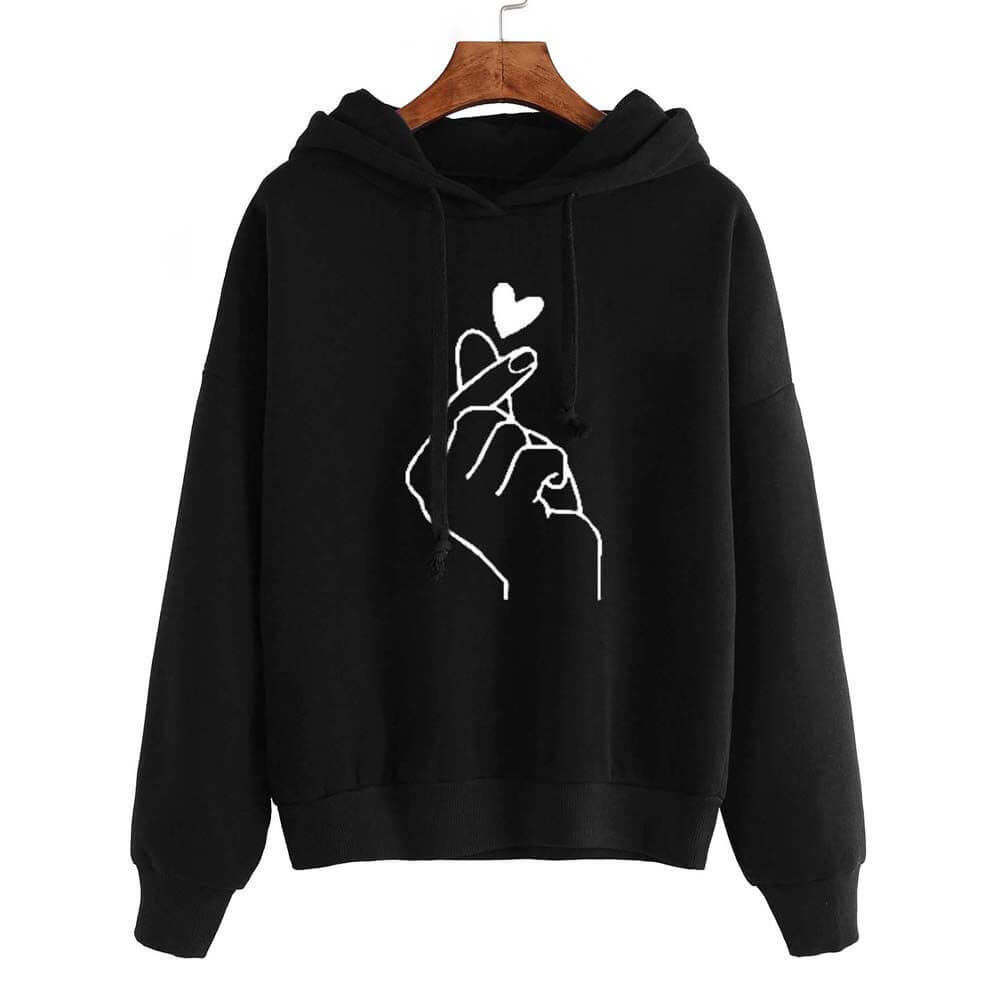 Pullover Drawstring Print Loose Hoodies