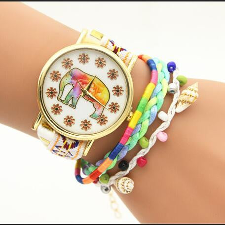 Elephant Print Colorful Strap Watch