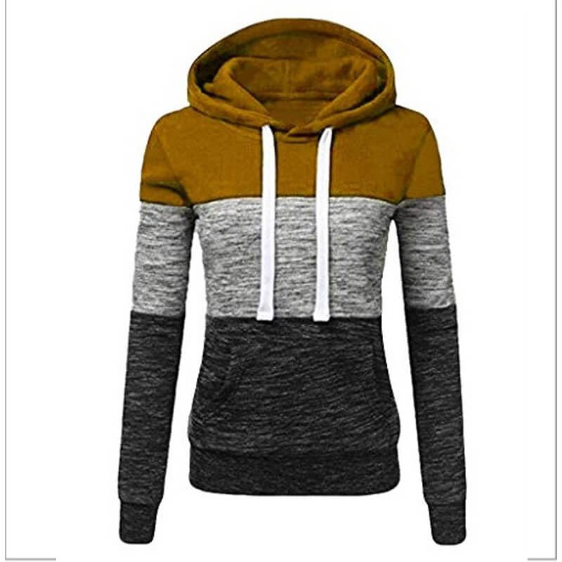 Winter Pullover Drawstring Colorblock Hoodies