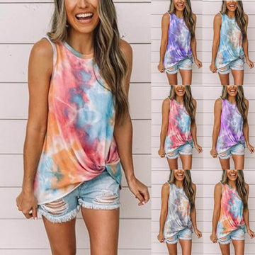 Casual Tie Dye Sleeveless Loose Tank Top T-shirts