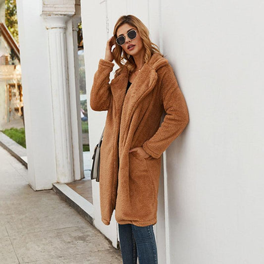 Open Front Longline Teddy Coat