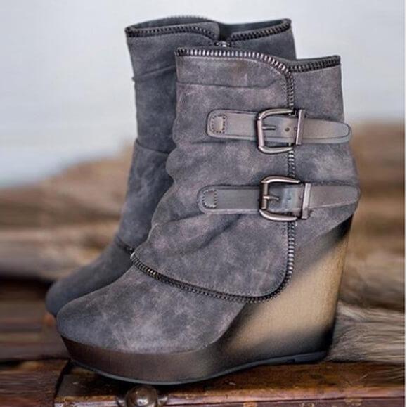 Platform Suede Wedge Ankle Boot