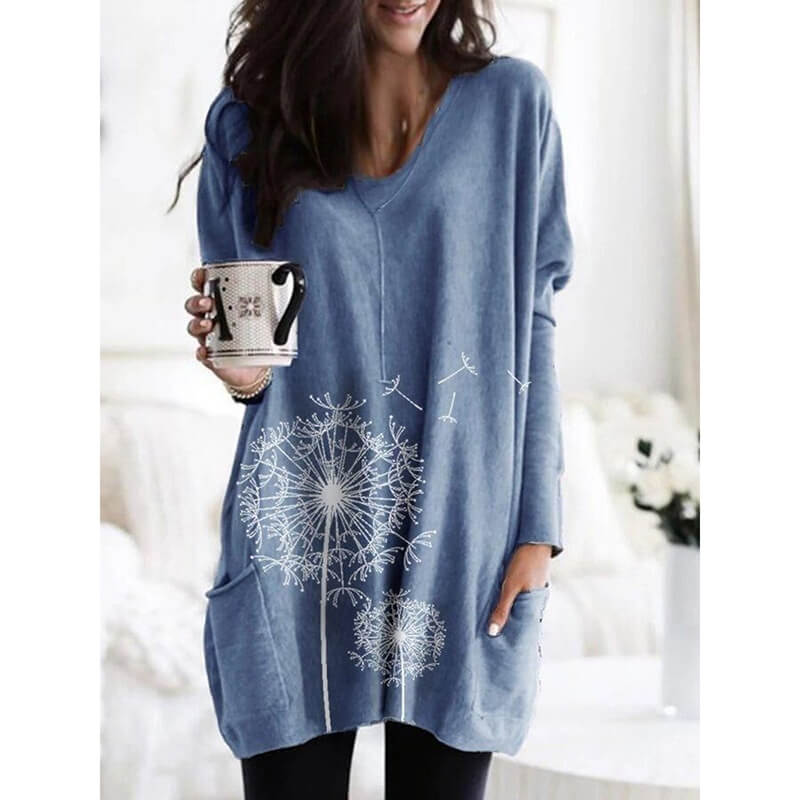 Print Loose Long Blouse