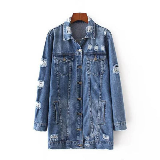 Ripped Denim Shirt Jacket