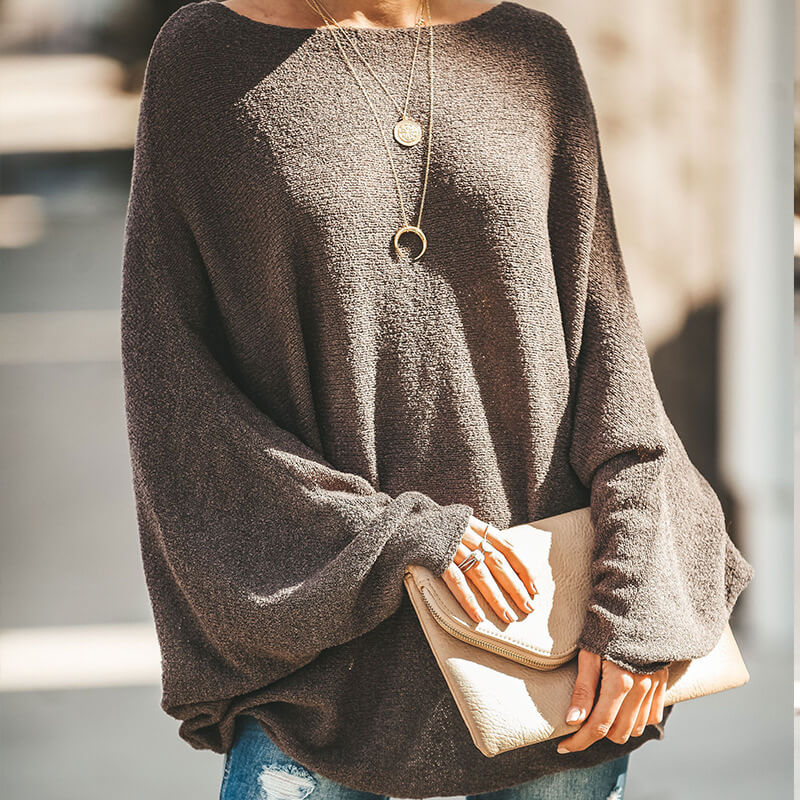 Oversized Boalt Neck Knit Batwing Sweater