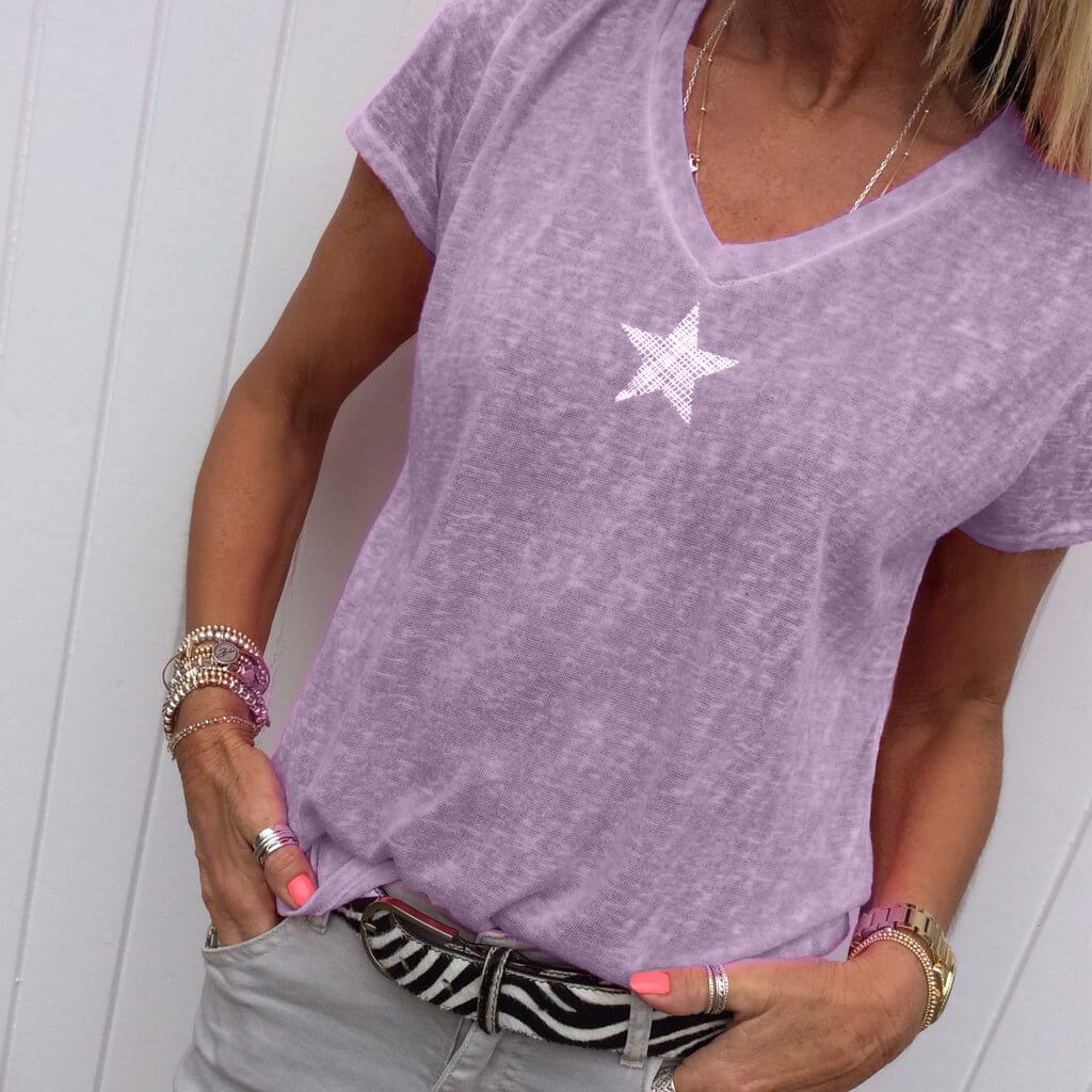 Star V-neck T-shirt