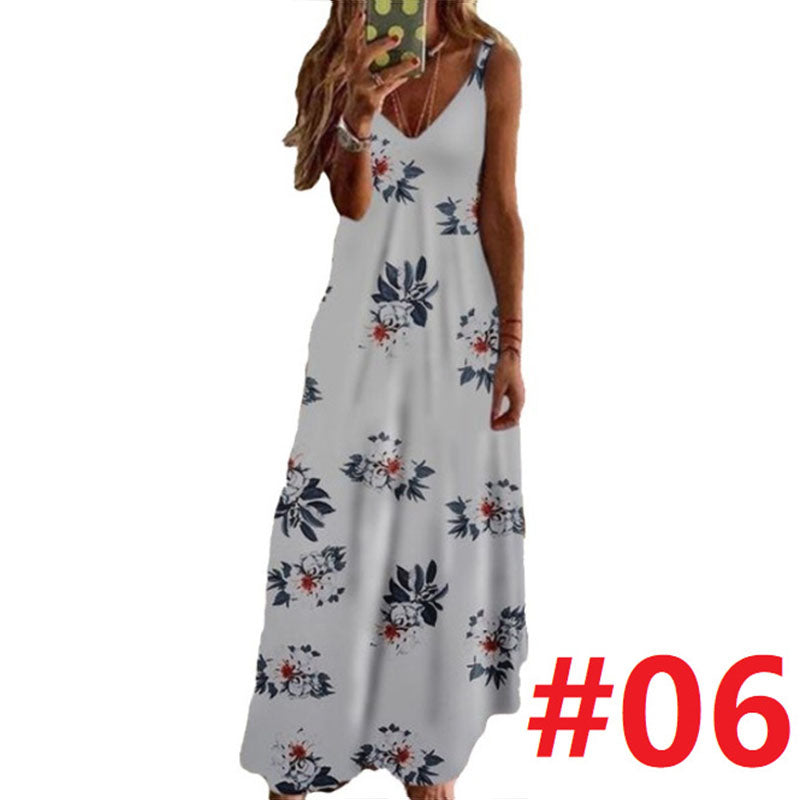 Floral Printed Ankle Length Beach Dress