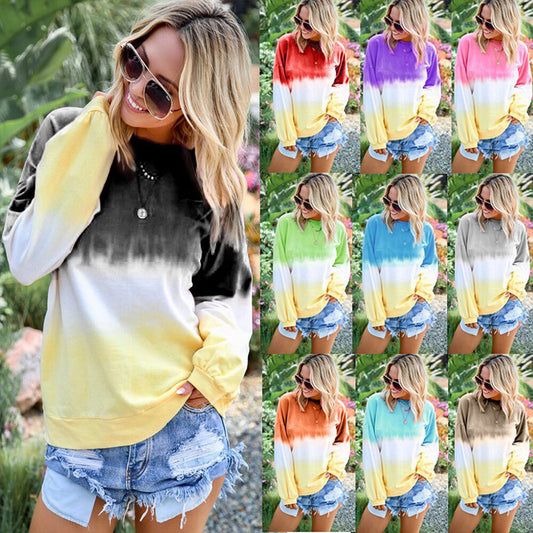 Pullover Tie Dye Loose O Neck Hoodie