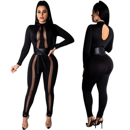 Black Fleabag Bandage See Through Jumpsuit