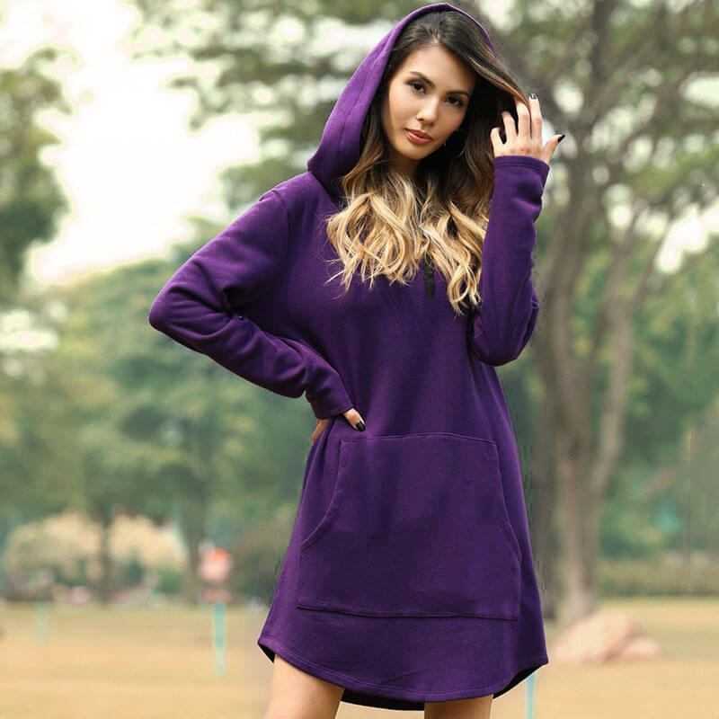 Casual Pullover Drawstring Loose Dress Hoodies