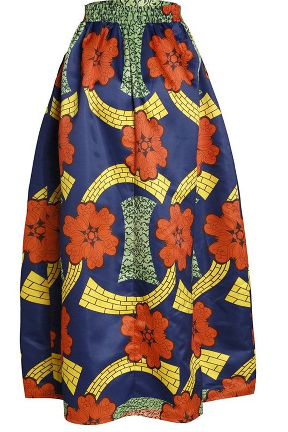 Retro Print Big Swing Loose Long Skirt