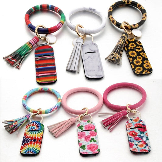 Printed Lipstick Case Bracelet Key Chain