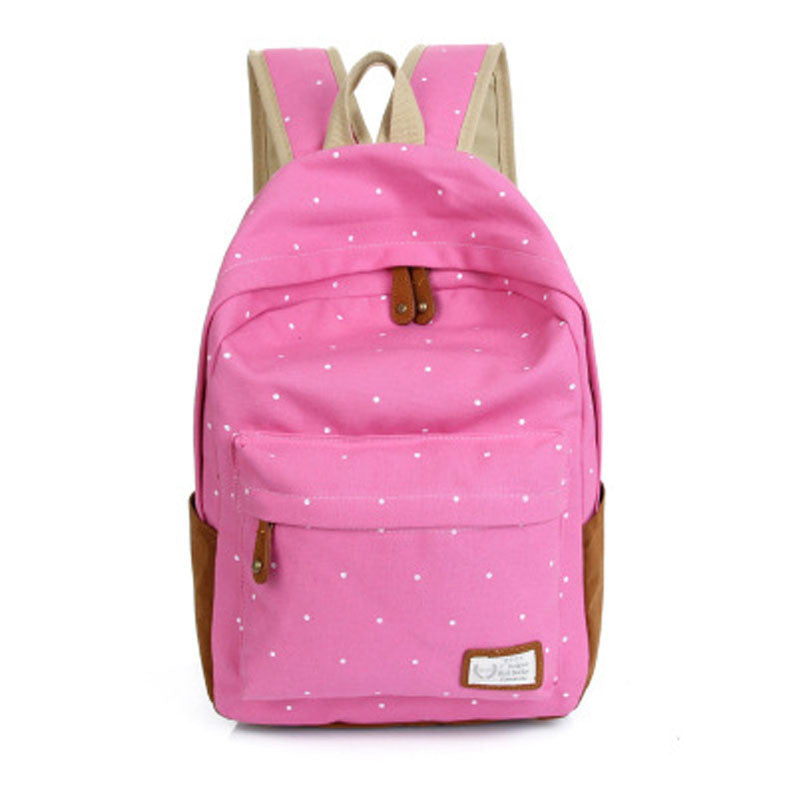 Polka Dot Candy Color Canvas Backpack School Bag - Meet Yours Fashion - 3