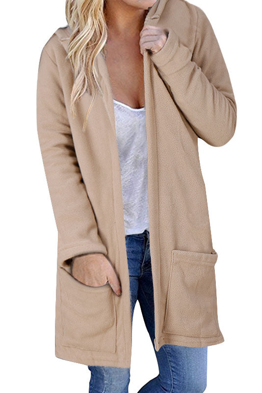 Hooded Loose Long Full Sleeve Solid Coat