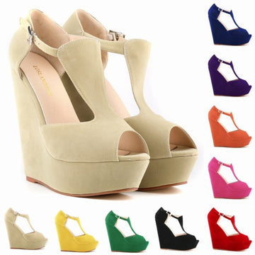 Women's Casual Wedge Heel Suede Roman Fisherman Sandals