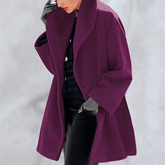 Plain One Button Wool Coat