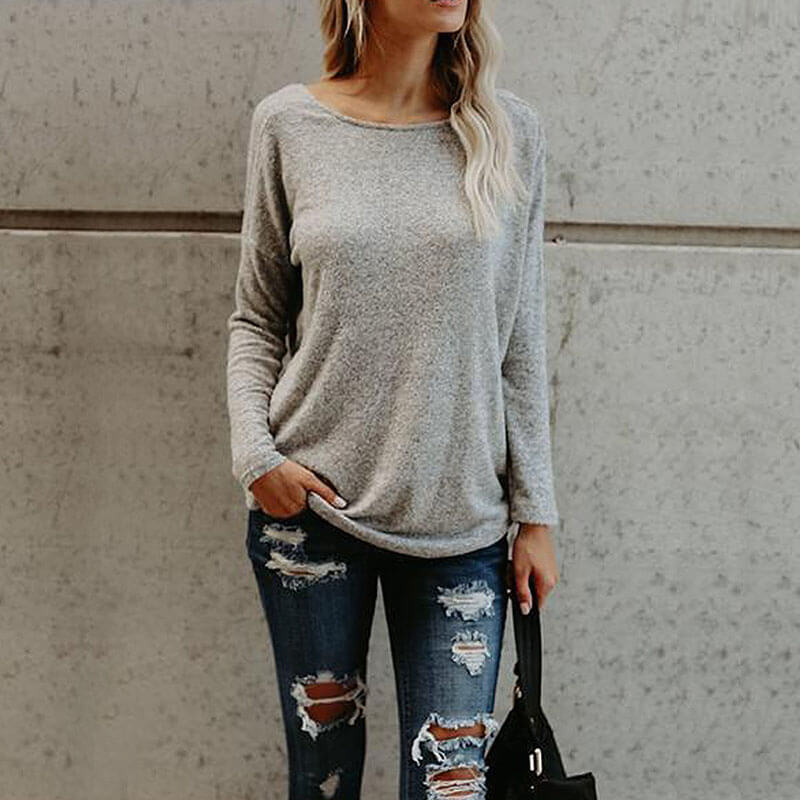 Twist Backless Crew Neck Sweater 