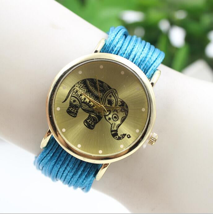 Elephant Print Multilayer Leather Watch