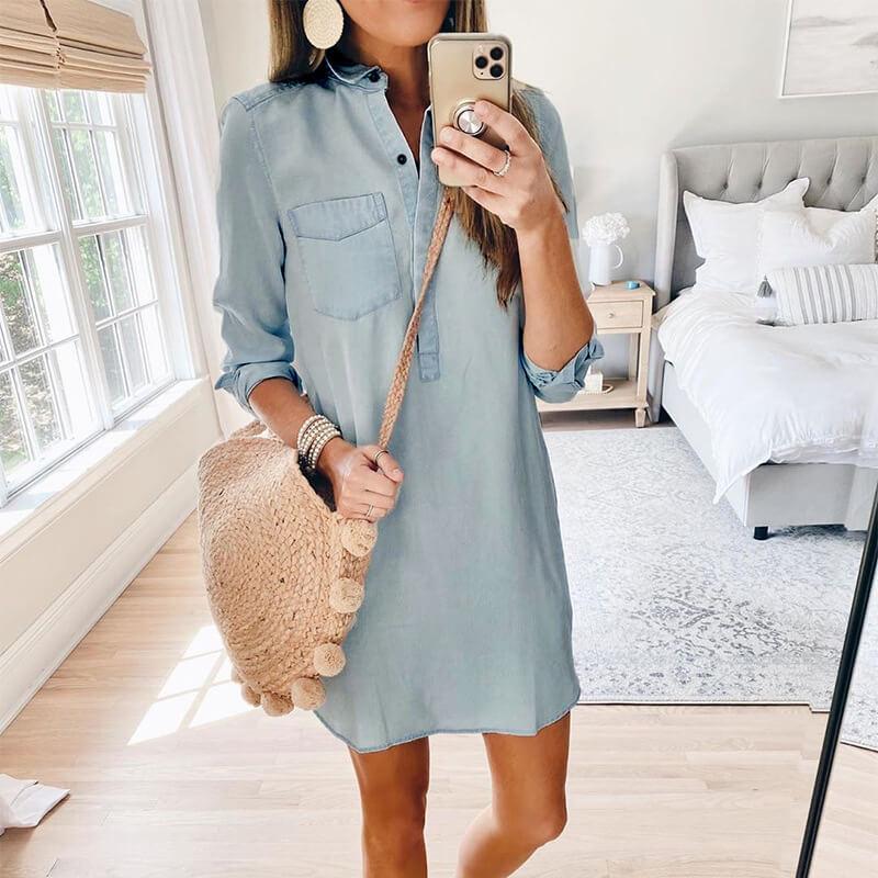 OL Tight Denim Shirt Dress