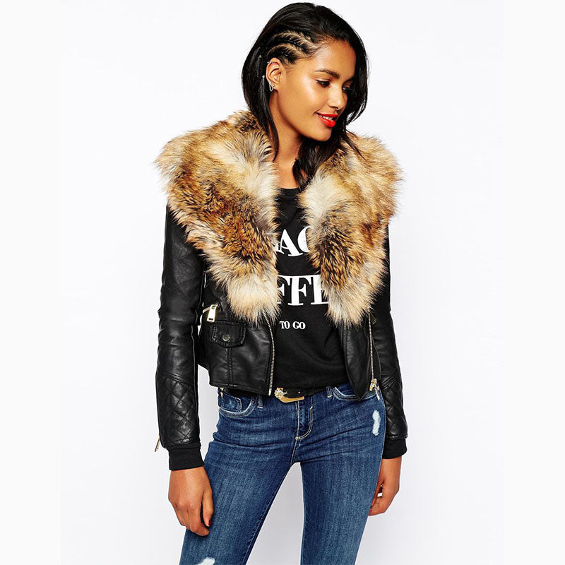 Shearling Zipper Moto Jacket