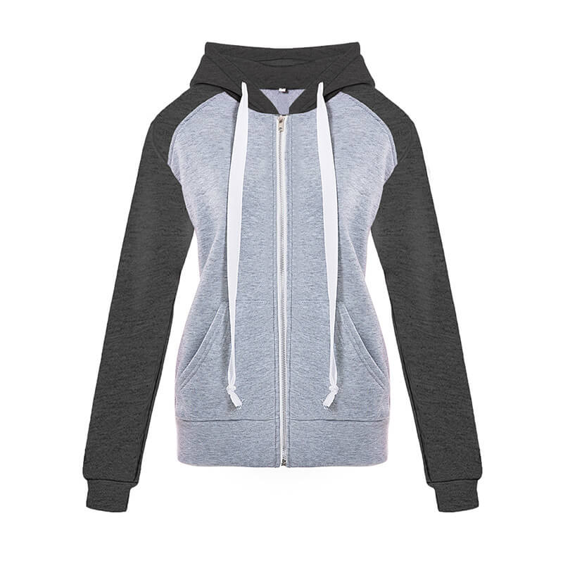 Pullover Drawstring Colorblock Zipper Hoodies