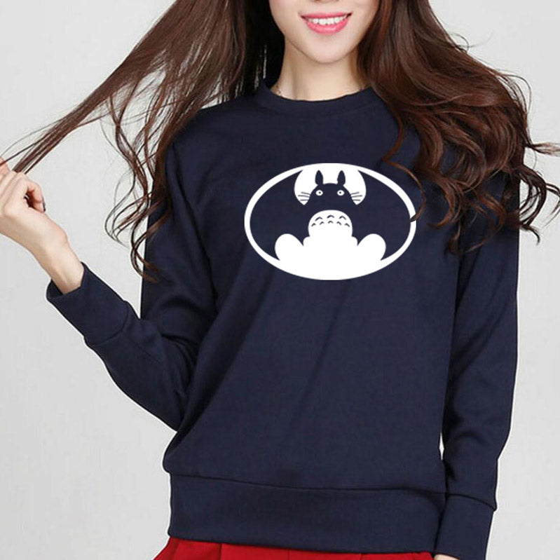 Bat Print Round Collar Long Sleeves Sweatshirt