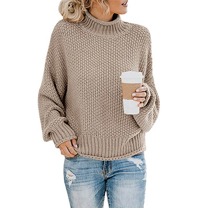 Turtleneck Textured Cozy Women Sweater