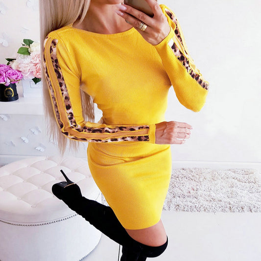 Corset Patchwork Bodycon Long Sleeve Dress