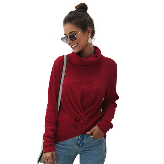 Turtleneck Pullover Twist Front Sweater