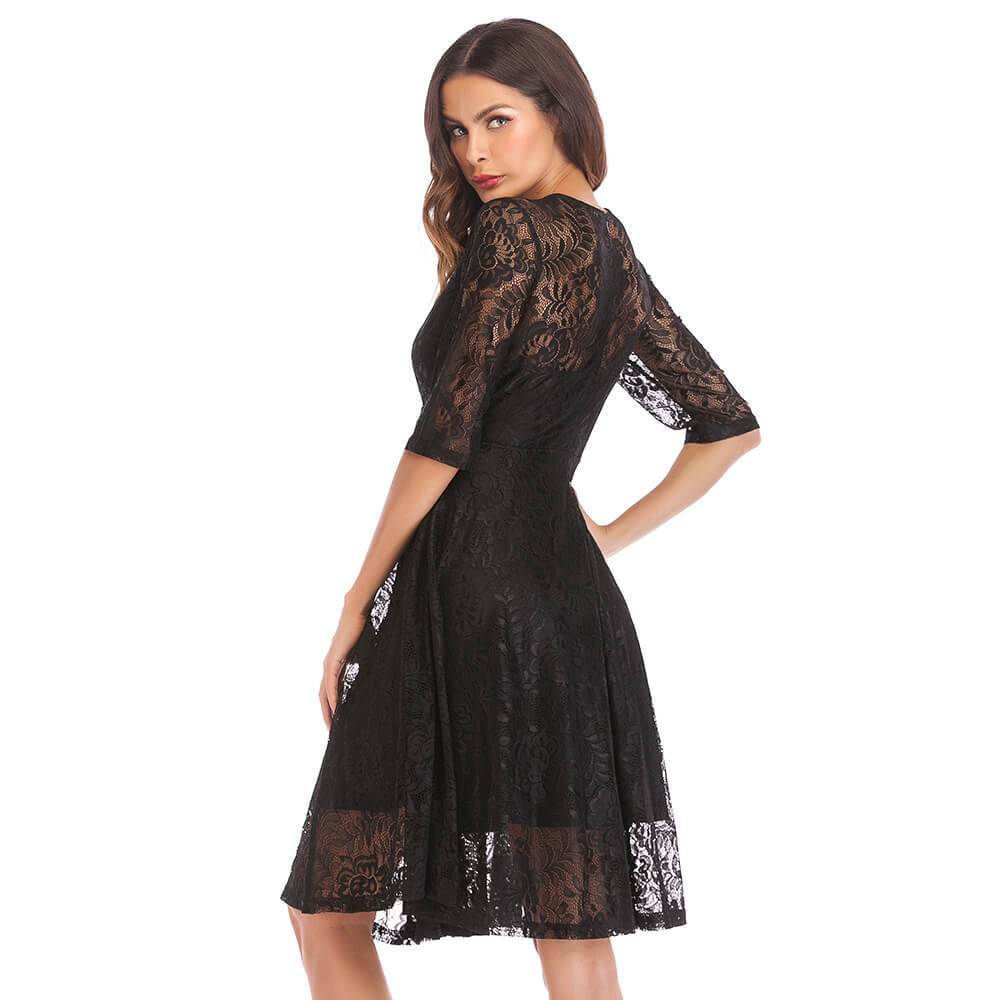 Retro Lace A Line Short Dress