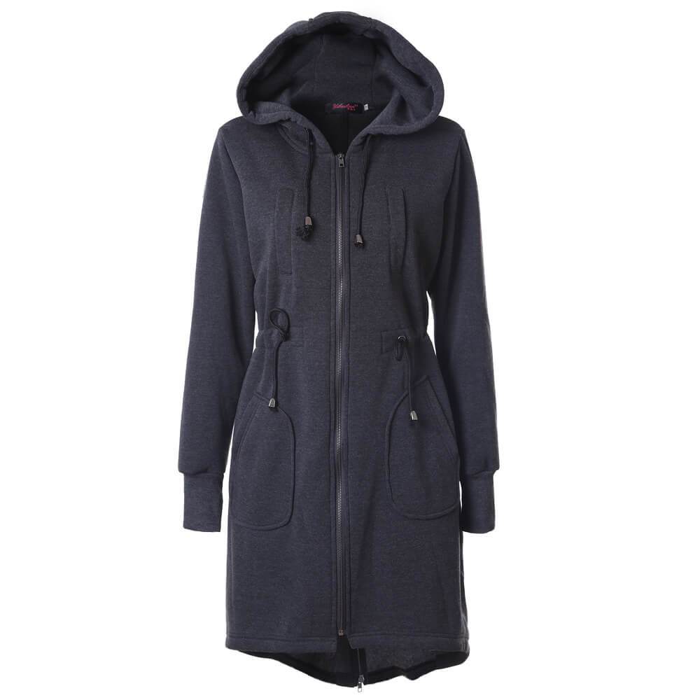 Hoodie Drawstring Longline Coat