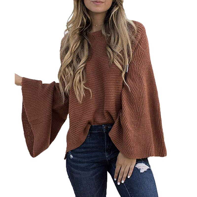 Long Dolman Flared Sleeve Women Sweater