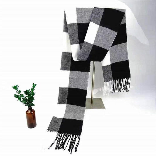 Unisex Classic Plaid Printed Tassled Scarf