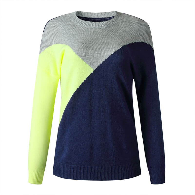 Colorblock Crew Neck Pullover Sweater