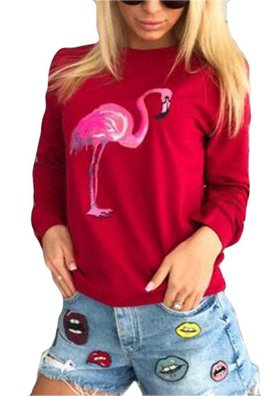 Long Sleeves Print Scoop Regular Sweatshirt