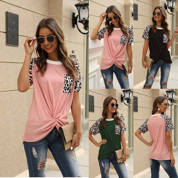 Summer Leopard Print Loose Short Sleeve T-shirts