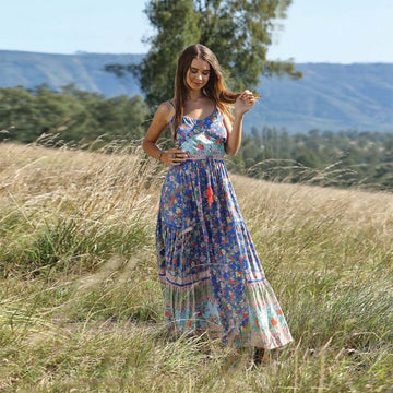 Bohemian Spaghetti Strap Floral Dress