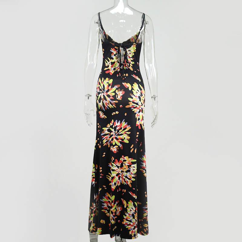 Printed Tight Sling Beach Dress