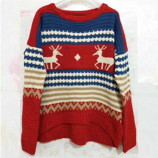 Reindeer Colorblock Jacquard Christmas Sweater?