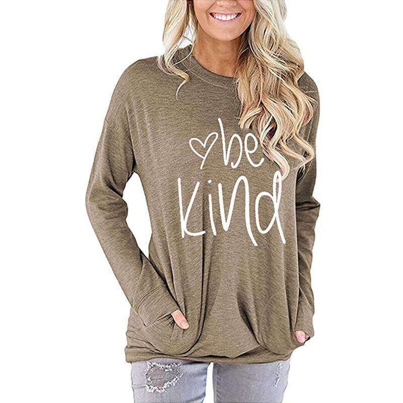 Letter Print Long Sleeves Loose T-shirt