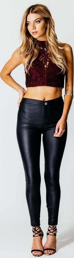Hot Sales High Waist Skinny PU Pencil Pants